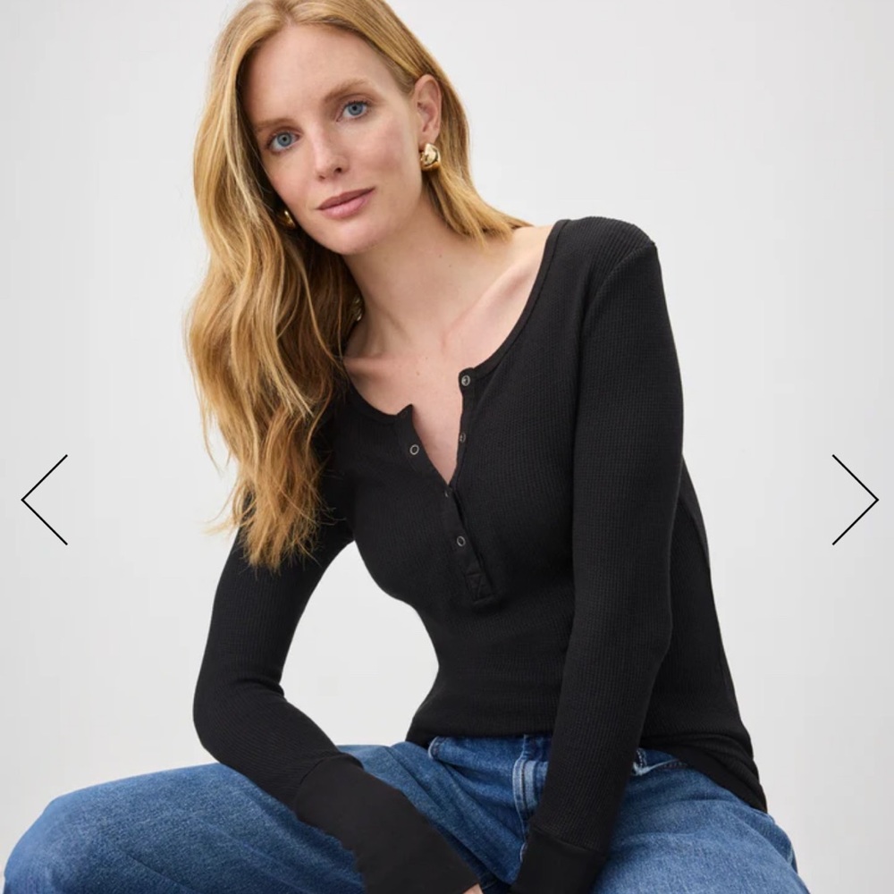 Splendid Thermal Forever Henley front button V ripped top